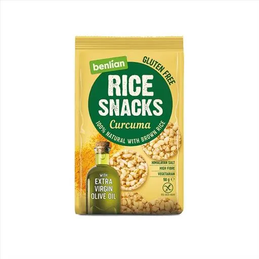 RICE SNACKS – CURCUMA AND OLIVE OIL 50GR