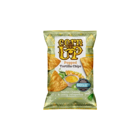 corn up tortilla nacho cheese and juicy jalapenos chips